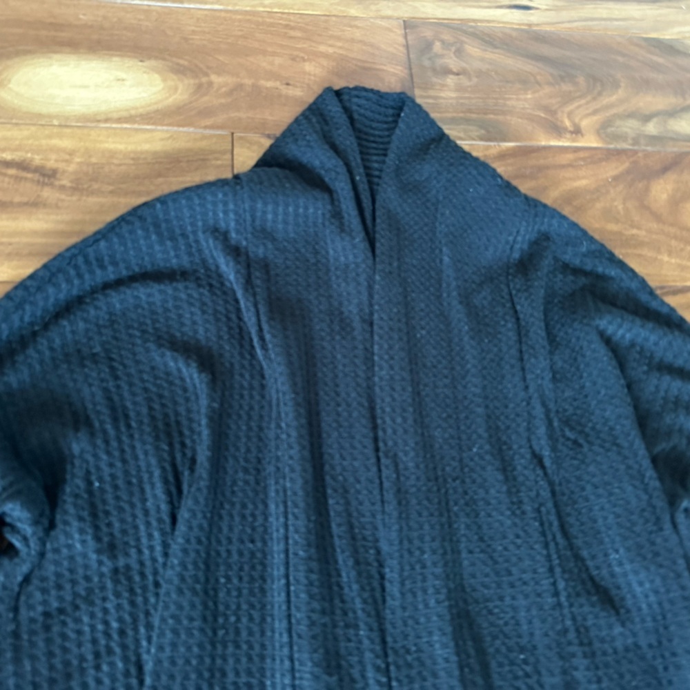 SHEIN Black Ribbed Knit Long Cardigan size Large - Picture 2 of 3